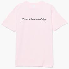 Its ok to have a bad day 短袖T恤 淺粉色 手寫草寫手工文字格言