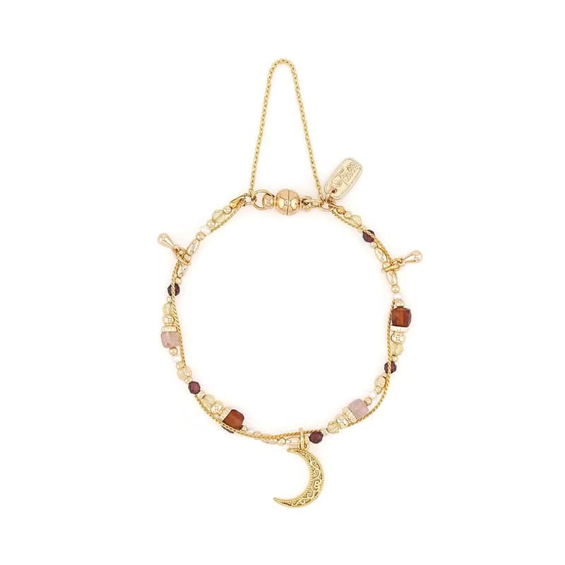 桃花 x 石榴石 草莓晶 黃水晶 珍珠 【吊燈花 • 相信你】手鍊