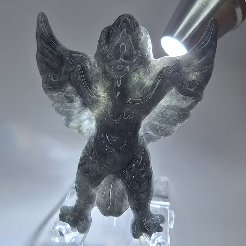 緬料 溫潤烏雞 特色件 雷神 避邪吊墜 | 天然緬甸玉A貨翡翠