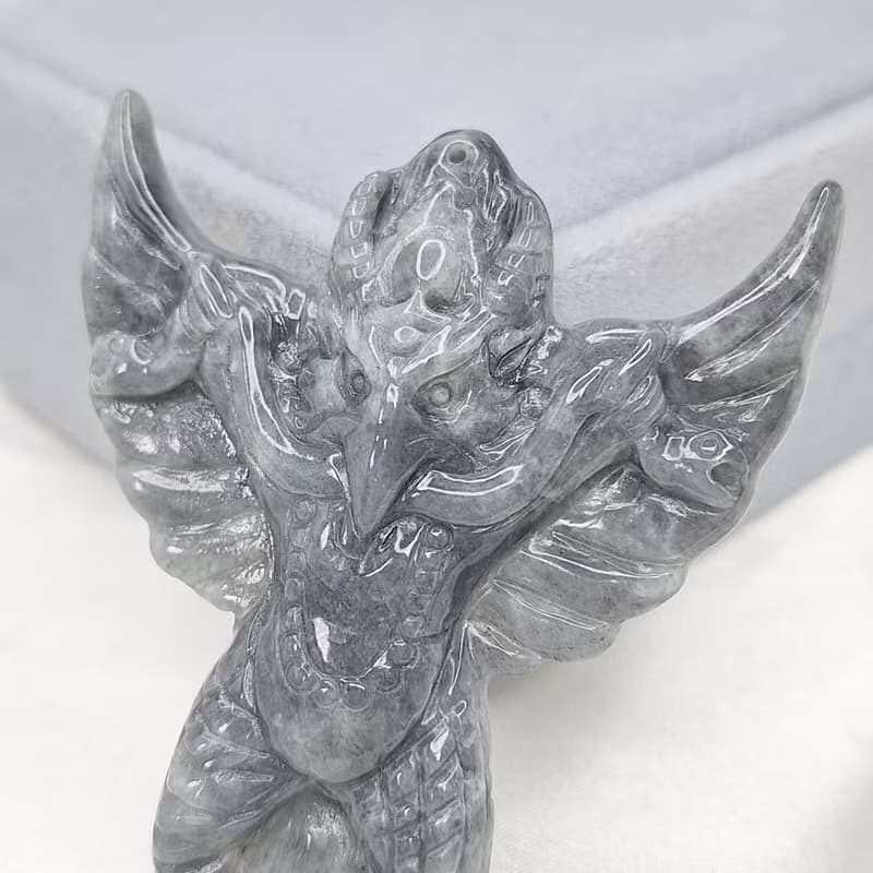 緬料 溫潤烏雞 特色件 雷神 避邪吊墜 | 天然緬甸玉A貨翡翠