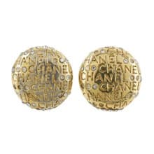 【日本直送】シャネル CHANEL ロゴ イヤリング ヴィンテージ 金メッキ × ラインストーン 約20.5g レディース【中古】