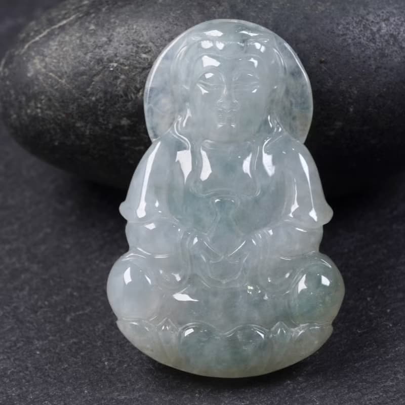 冰種翡翠寶瓶觀音菩薩項鍊 | 天然緬甸玉翡翠A貨 | 送禮