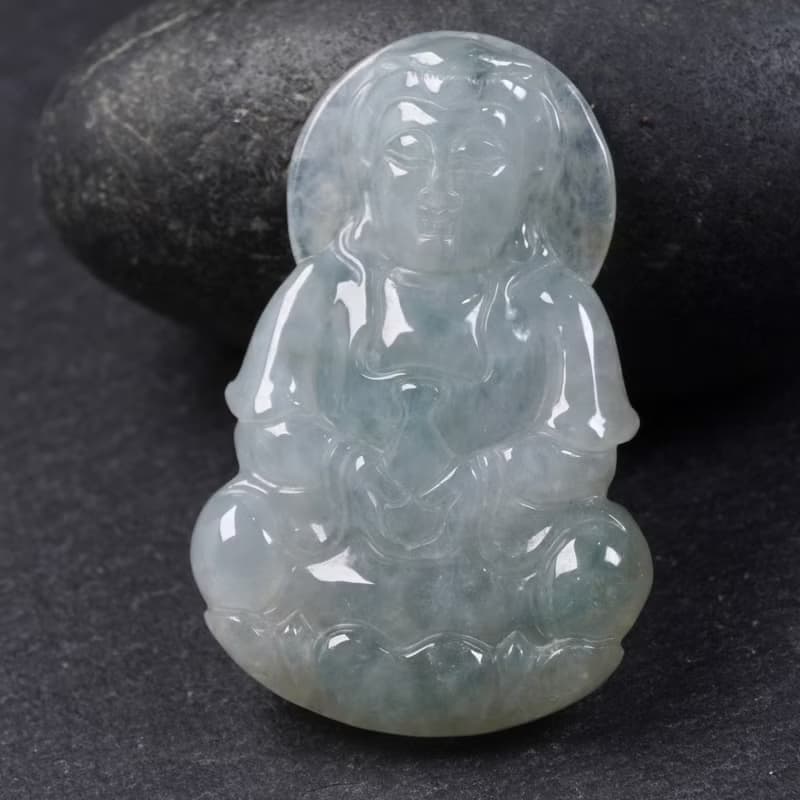 冰種翡翠寶瓶觀音菩薩項鍊 | 天然緬甸玉翡翠A貨 | 送禮