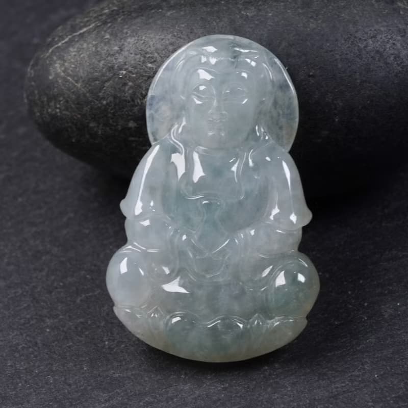 冰種翡翠寶瓶觀音菩薩項鍊 | 天然緬甸玉翡翠A貨 | 送禮