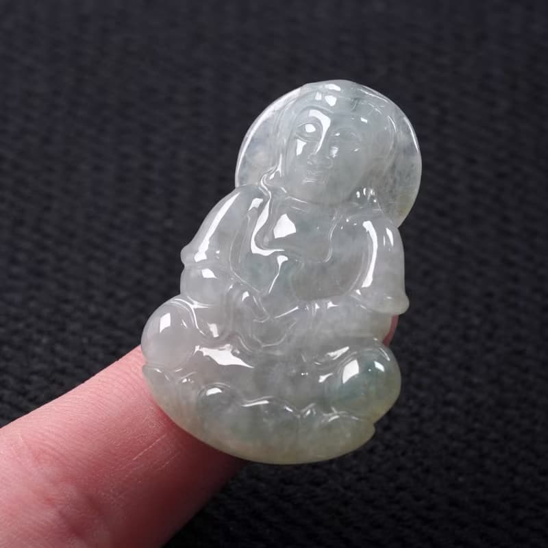 冰種翡翠寶瓶觀音菩薩項鍊 | 天然緬甸玉翡翠A貨 | 送禮