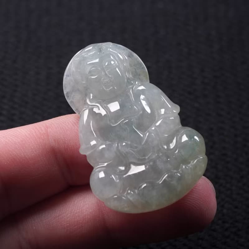 冰種翡翠寶瓶觀音菩薩項鍊 | 天然緬甸玉翡翠A貨 | 送禮