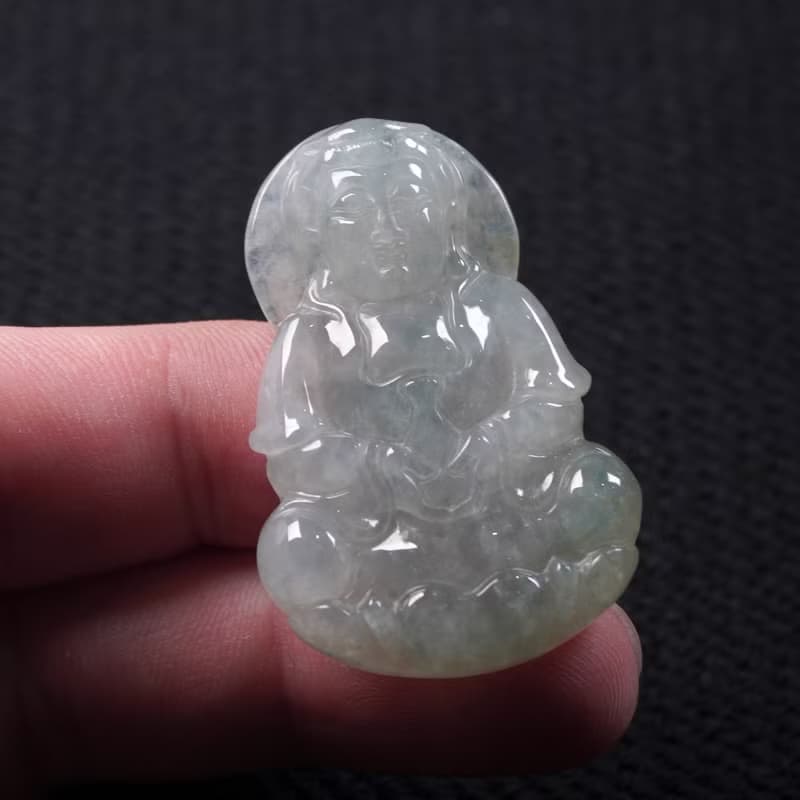 冰種翡翠寶瓶觀音菩薩項鍊 | 天然緬甸玉翡翠A貨 | 送禮
