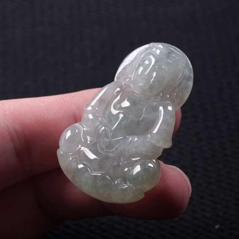 冰種翡翠寶瓶觀音菩薩項鍊 | 天然緬甸玉翡翠A貨 | 送禮