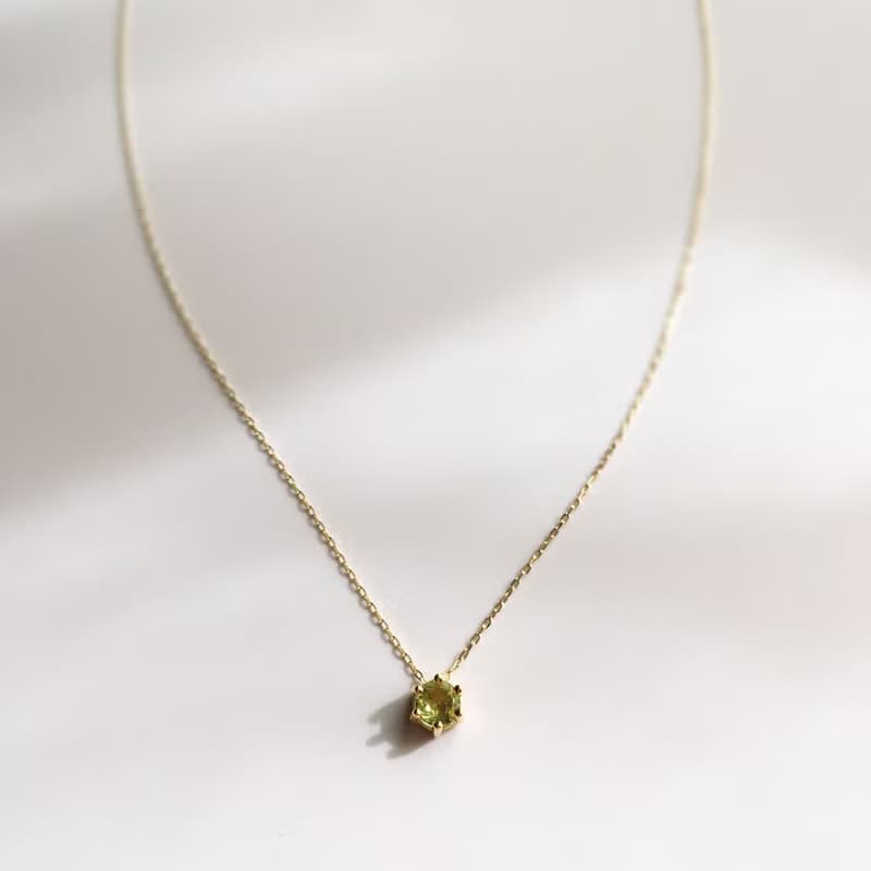 K14gf/K10YG peridot  Necklace, August Birthstone Necklace