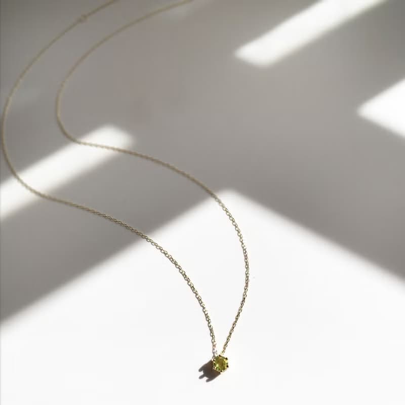K14gf/K10YG peridot  Necklace, August Birthstone Necklace