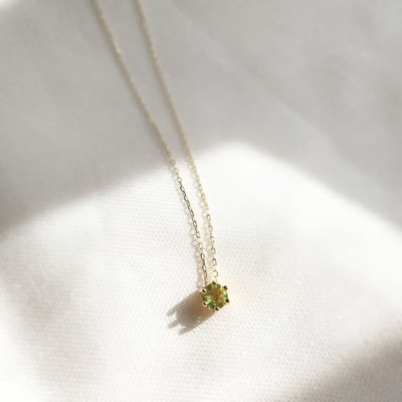 K14gf/K10YG peridot  Necklace, August Birthstone Necklace