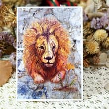 溫柔獅─手繪日製動物療癒防水貼紙/小卡片/行李箱/筆電