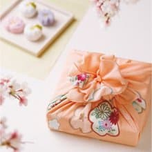 京都風呂敷包巾-koyomi 二巾-疋田梅(粉橘-縮緬)