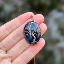 Blue Goldstone Tree Of Life Pendant Necklace, Birthday Gift for him/ for her