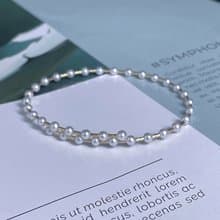 米拉之詩小米珠淡水珠彈性手環系列珍珠飾品18K金手鍊18K金手鐲