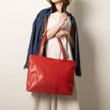 【日本手工製】托特包 單肩包 大容量收納 栃木皮革 耐用 紅色