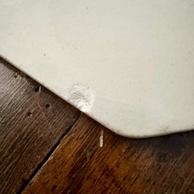 50668- 絕美稀有法國古董Sarreguemines八角珍珠邊飾大瓷盤30cm