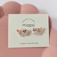 横向きねこ(茶ハチワレ)　刺繍ピアス/イヤリング