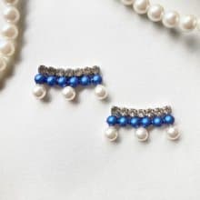 Blue Pearl dress【パール/イヤリング/ピアス /冬/シルバー/ストーン/ドット/クリスマス/プレゼント】