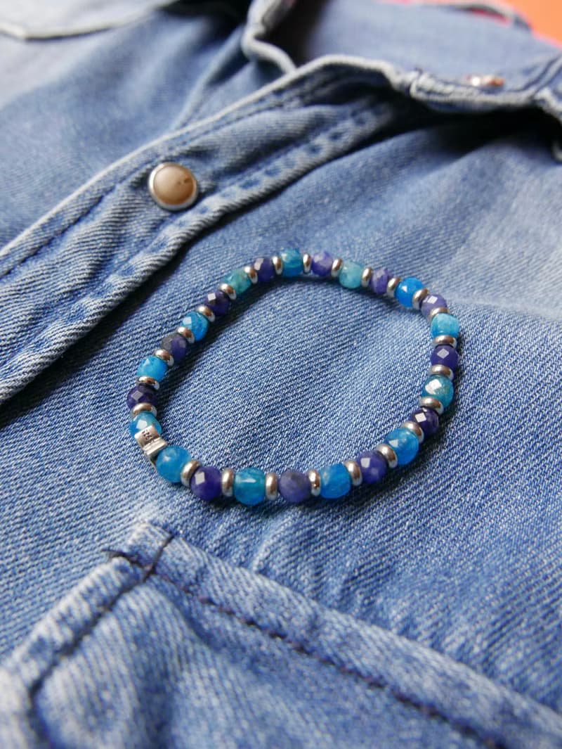 天然石手串/藍磷灰/藍寶石