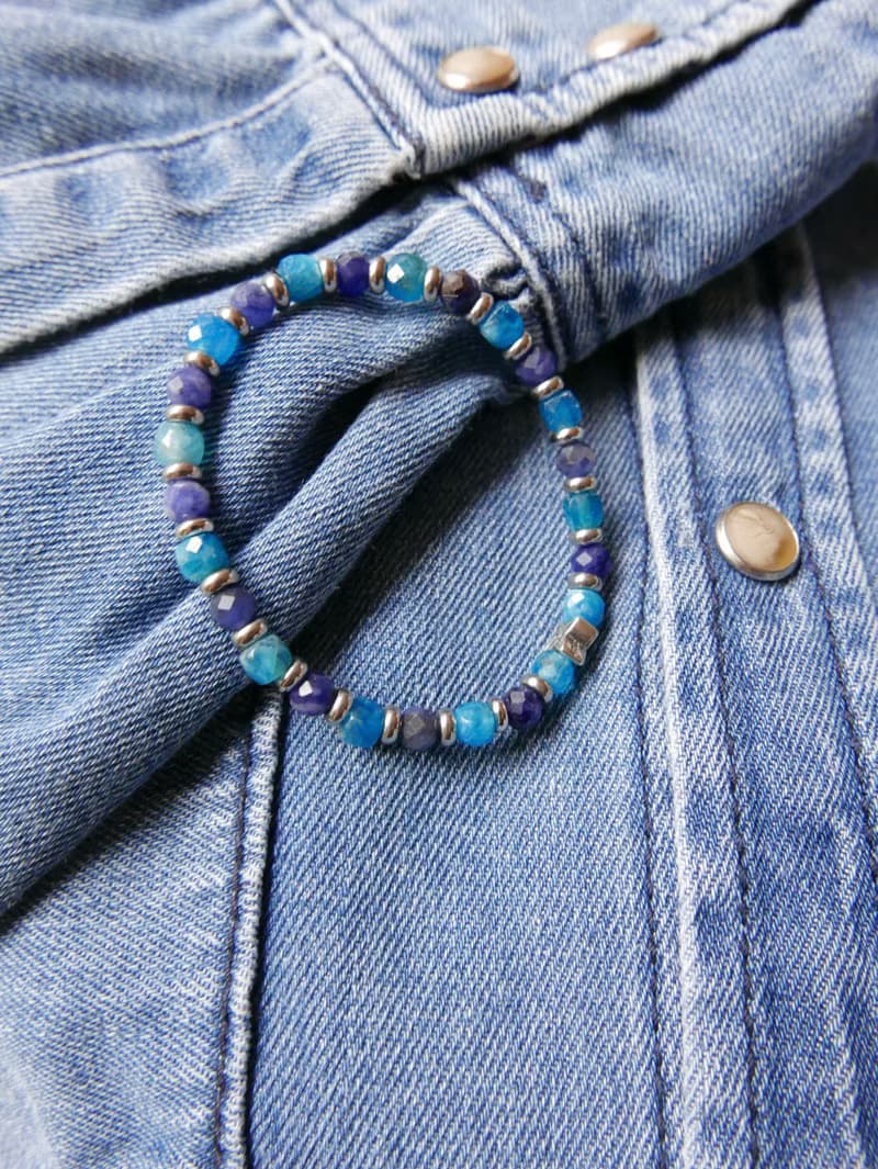 天然石手串/藍磷灰/藍寶石