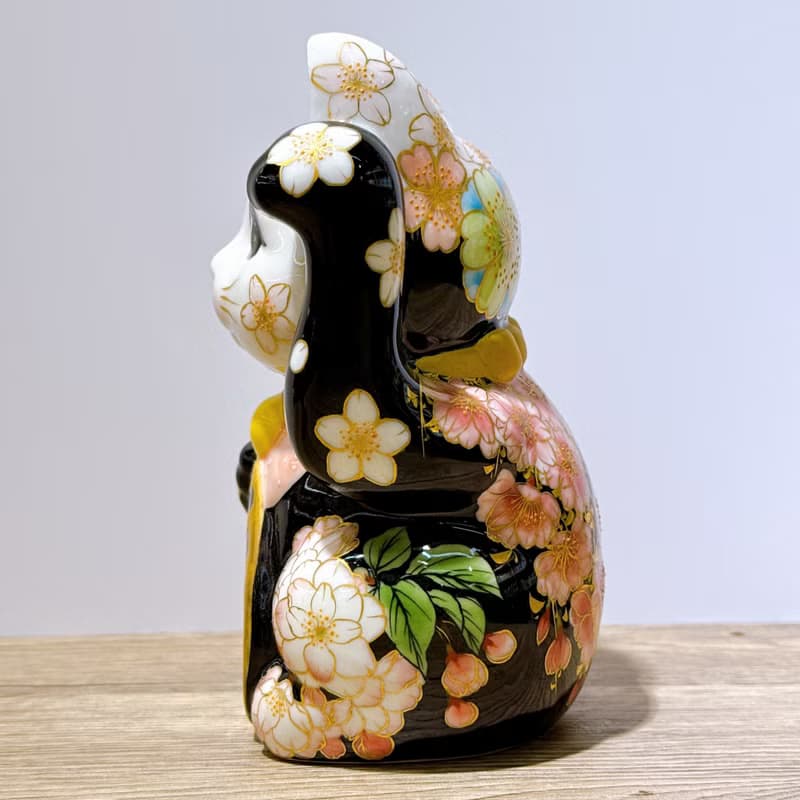 【福櫻綻華】日本清水燒招財貓 | 色繪 - 櫻 中號