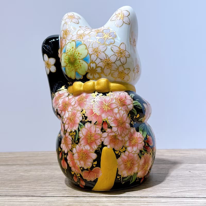 【福櫻綻華】日本清水燒招財貓 | 色繪 - 櫻 中號