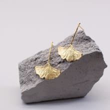 銀杏 純銀耳環 18K鍍金耳環 夾式耳環 三色