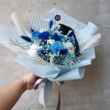 海藏設計│海洋藍。藍玫瑰乾燥花束/不凋花/永生花