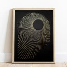 Linocut Print Abstract Black Arch Sun Original Artwork Classical Wall Art Decor