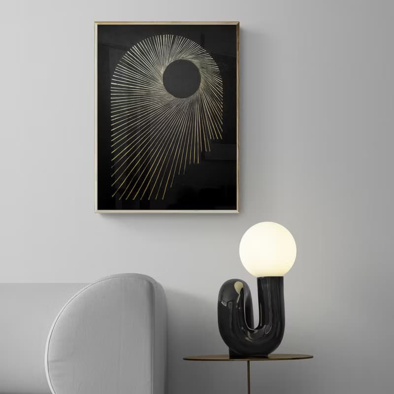 Linocut Print Abstract Black Arch Sun Original Artwork Classical Wall Art Decor