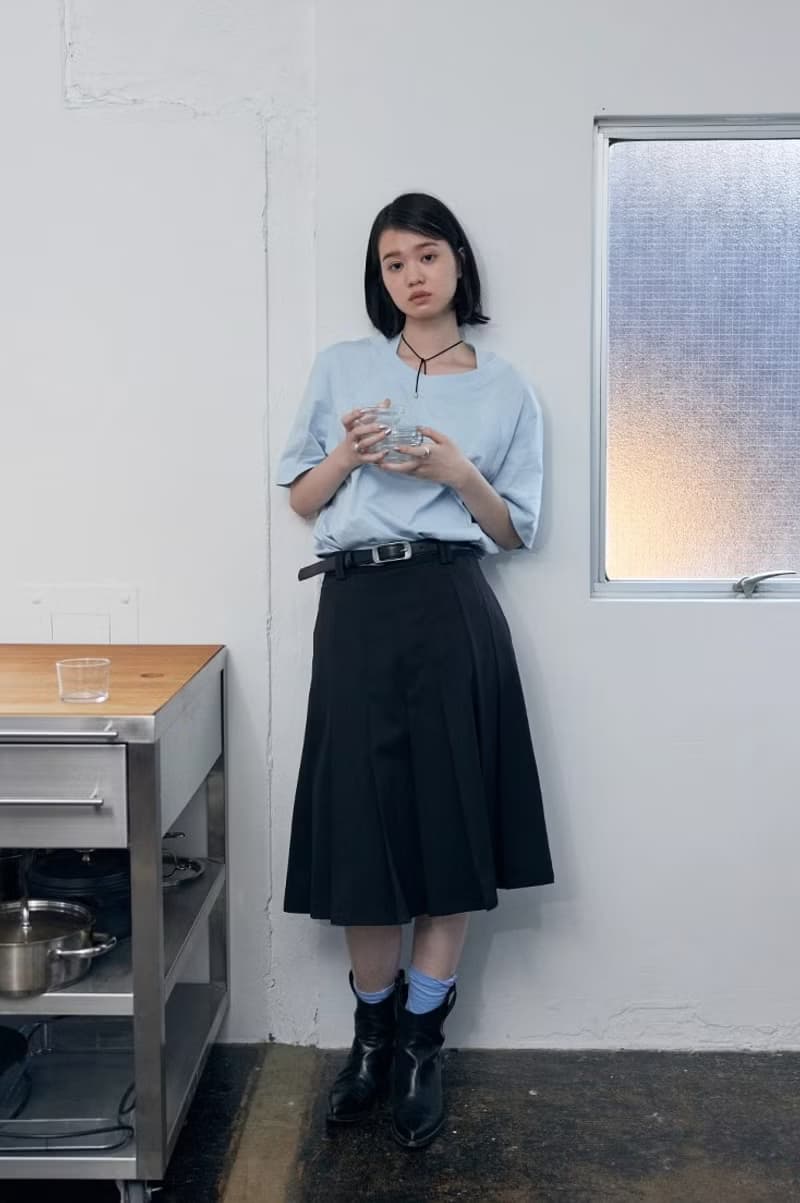日系極簡 低腰百褶半身裙