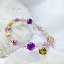 開運招財人緣 紫水晶 舒螢石 薰衣草紫晶 天然水晶手鏈