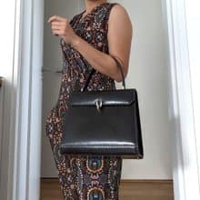 法國復古深啡色方形皮袋