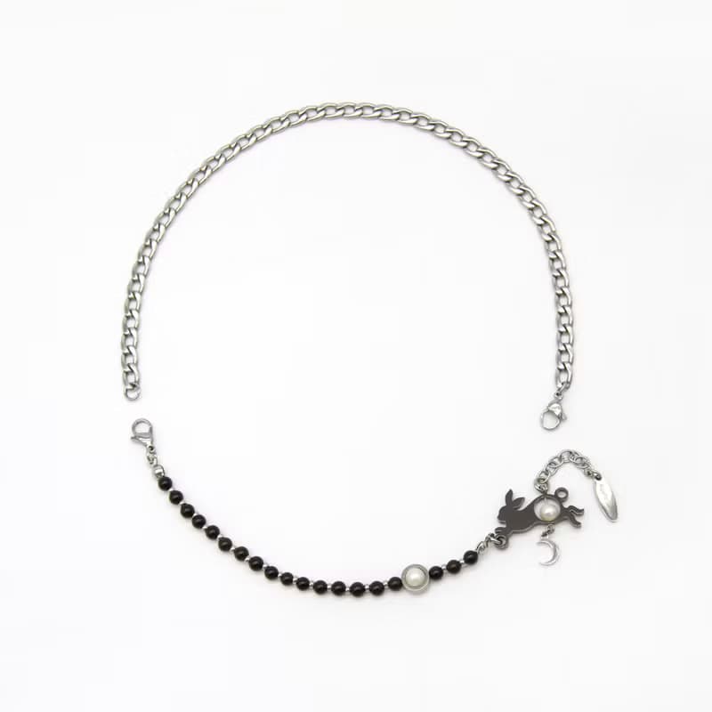 Lunar Hare 黑兔奔月瑪瑙手鍊項鍊兩用設計
