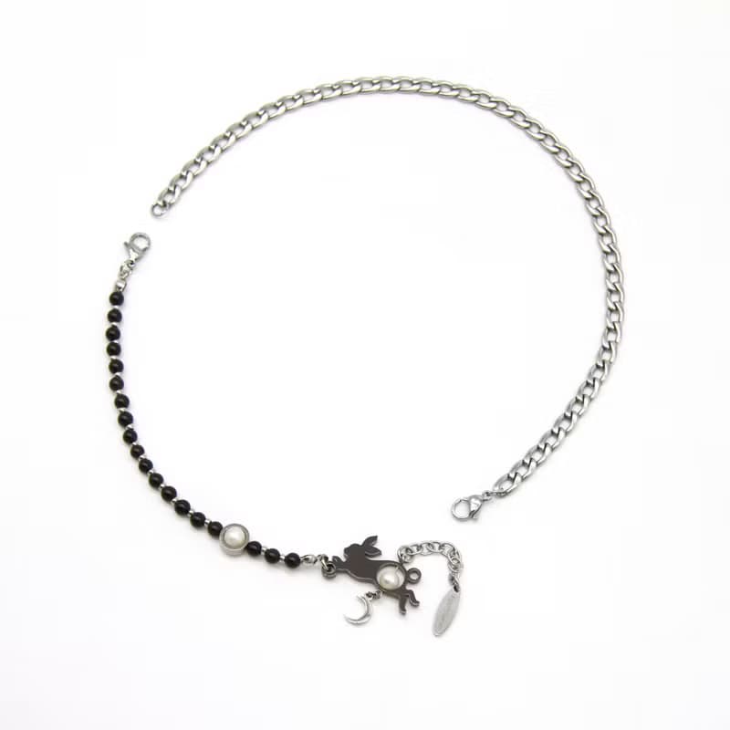 Lunar Hare 黑兔奔月瑪瑙手鍊項鍊兩用設計