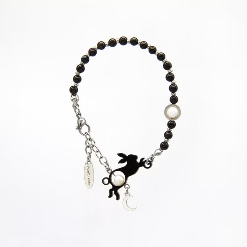 Lunar Hare 黑兔奔月瑪瑙手鍊項鍊兩用設計