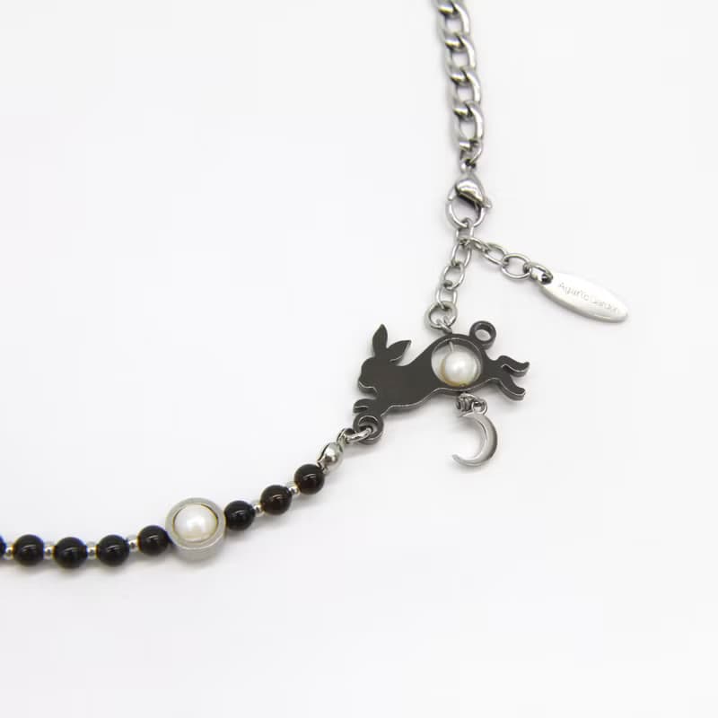 Lunar Hare 黑兔奔月瑪瑙手鍊項鍊兩用設計