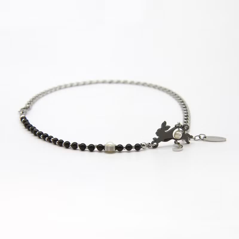 Lunar Hare 黑兔奔月瑪瑙手鍊項鍊兩用設計