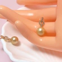 天然海水珍珠 香檳金 南洋金珠  純銀 耳環