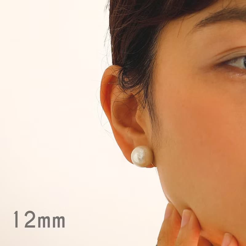 cotton pearl ―12mmコットンパールのループフィットイヤリング