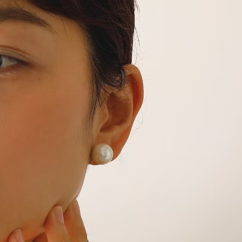 cotton pearl ―12mmコットンパールのループフィットイヤリング