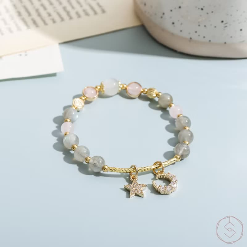 情愫 | 拉長石 粉水晶 月光石 | 天然水晶手鍊