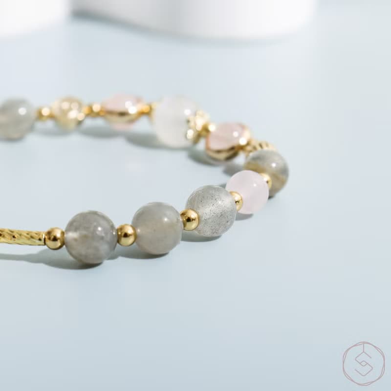 情愫 | 拉長石 粉水晶 月光石 | 天然水晶手鍊