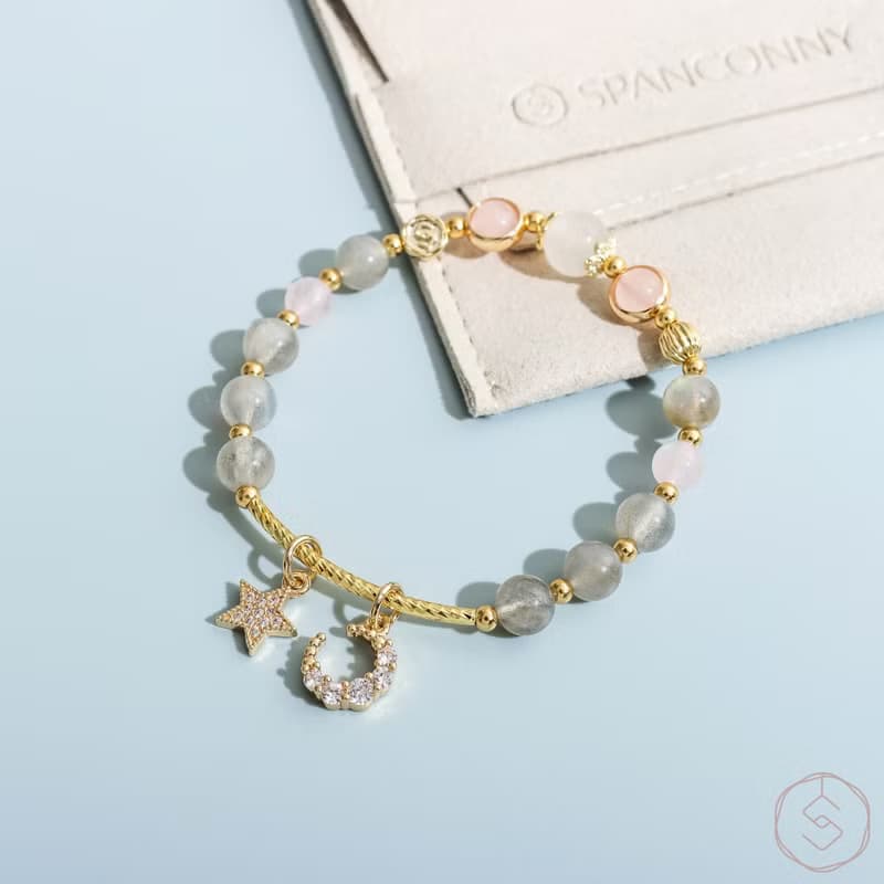 情愫 | 拉長石 粉水晶 月光石 | 天然水晶手鍊
