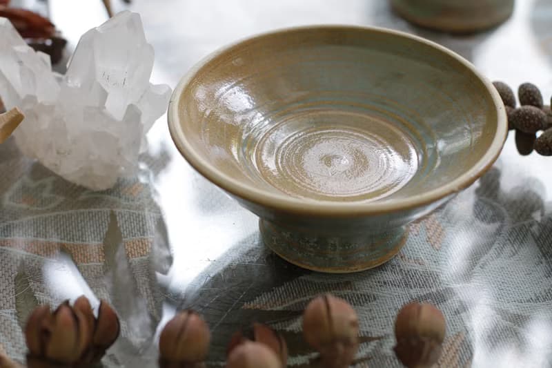 淺藍綠色手工陶瓷高腳燭台/點心台/飾品台/苔球座/苔球花器