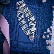 英國古董 軟編織純銀心鎖手鍊—歐洲古董首飾 Vintage Jewelry