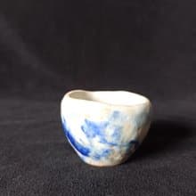 手捏瓷器青花淡雅別緻茶杯