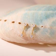 簡約鏈條鋯石耳釘 s925純銀 養耳朵 小巧精緻耳釘 百搭迷你耳飾