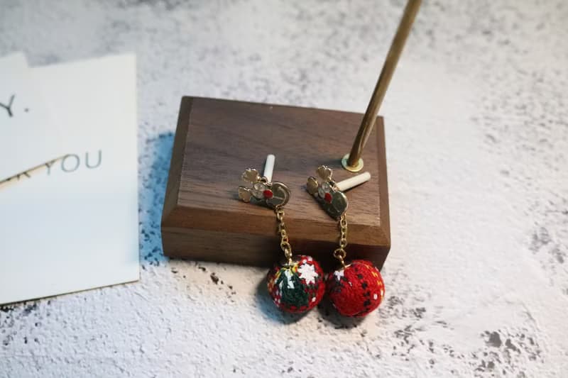 聖誕系列麋鹿耳釘呢子彩球耳飾Earrings